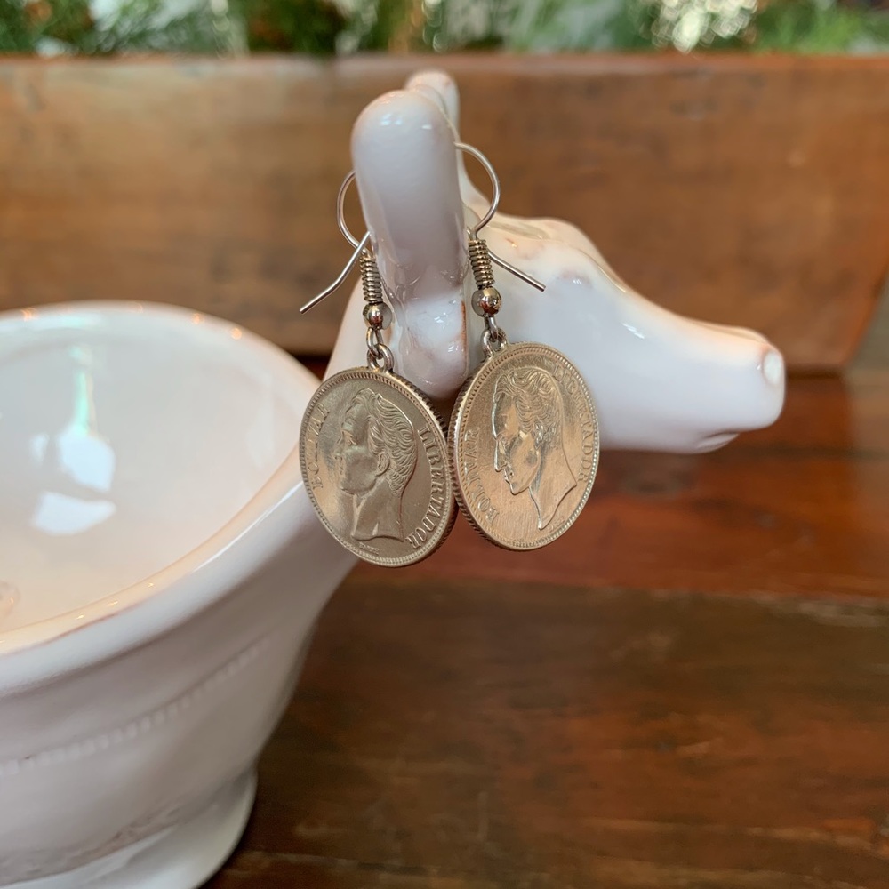Vintage 1954 Venezuela Coin Earrings